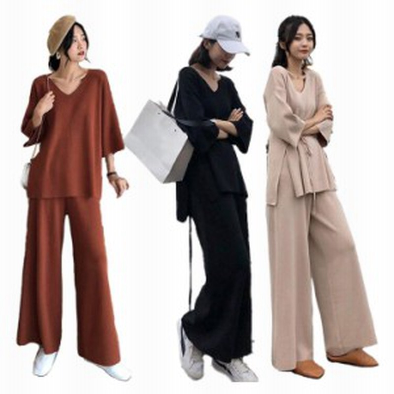 ワイドパンツ パンツスーツ 大きいサイズ M 5l セットアップ レディース 一部即納 9285 ニット 2点セット バギーパンツ ガウチョパンツ 通販 Lineポイント最大1 0 Get Lineショッピング