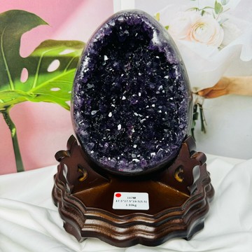 開幕入宅送禮首選🎁117號1.93kg頂級烏拉圭拋光皮 紫水晶恐龍蛋晶洞ESP♥️綠瑪瑙 恐龍蛋晶洞 紫晶 A3476