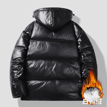 【HOT 本舖】男装羽絨服男2024新款冬季防風亮面青年白鴨絨加厚保暖寬鬆外套