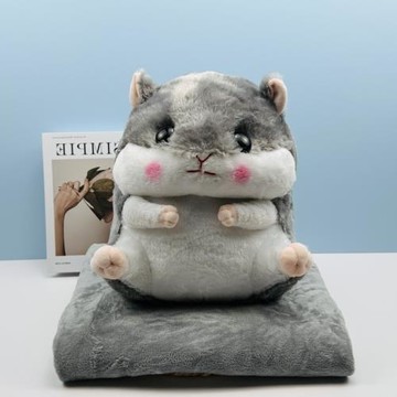 可愛倉鼠抱枕毯  汽車辦公兩用靠墊被毛絨玩具暖手寶批發毛絨