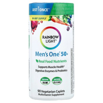 Rainbow Light, Men's One 50+ 日常多維生素，優效，90 片素食片劑