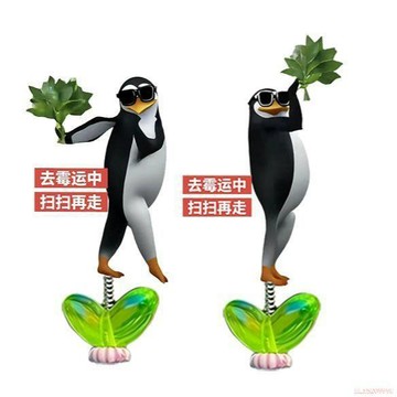 精選好物🌈新款亞克力企鵝柚子葉搖搖樂辦公室擺件可愛電動車高顏值車載裝飾