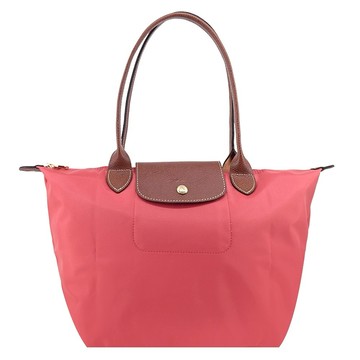 [平輸版]LONGCHAMP LE PLIAGE系列長把再生尼龍摺疊水餃包(中/草莓紅)真品平輸