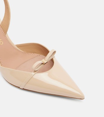 Ferragamo Bow-detail patent leather slingback pumps