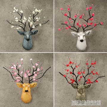 北歐家居仿真鹿頭壁掛墻面裝飾歐式創意電視背景墻飾插花藝術裝飾 年終特惠