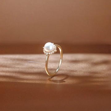 K10 女爵Akoya珍珠戒指