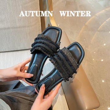 法式晚風平底小涼拖女夏外穿夏天女士外出海邊沙灘高級感一字拖鞋