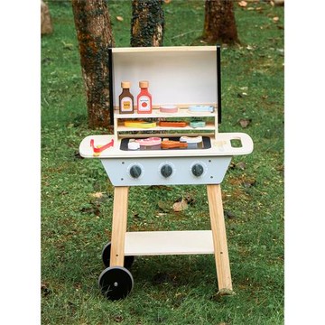 兒童寶寶仿真廚房燒烤架過家家烤串肉類食物木制木質烤臺玩具套裝