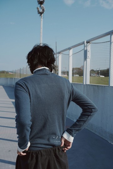 調色盤拼接小版上衣 - 2色 - 藍白配