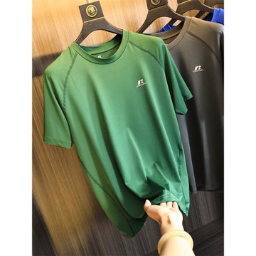 歐美訂單！專業級戶外速干/夏季男士純色彎刀裁剪吸濕排汗短袖T恤