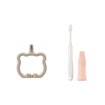 Richell 利其爾 TLI矽膠練習乳牙刷STEP1/家長輔助用嬰幼兒牙刷-指套型組合