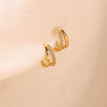 s925銀氣質雙層鏤空小眾設計感耳環耳圈 養耳洞耳環 女生耳環