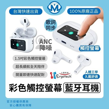 【Ergotech 人因】彩色觸控螢幕 ANC降噪 藍牙耳機 BW80 入耳式 耳道式 藍芽耳機 立體音質 歌詞顯示