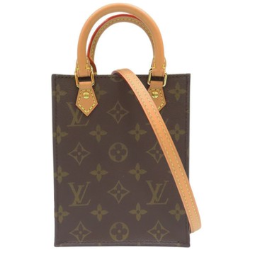 【二手名牌BRAND OFF】LOUIS VUITTON  路易威登 棕色 PVC塗層帆布 Petit Sac Plat 兩用包 M69442 #RFID