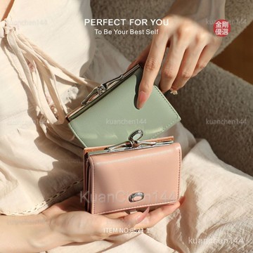 皮夾女 女錢包 女錢包 多卡位 大容量 零錢包 新款錢包時尚簡約短款大容量三折錢包女款高級感PU錢夾 手拿包女 女手拿包