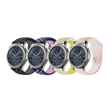 Timo SAMSUNG三星 Galaxy Watch 系列手錶 運動風撞色洞洞矽膠替換錶帶(錶帶錶耳寬22mm)