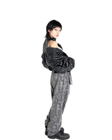 大口袋縮口褲 - 迷彩