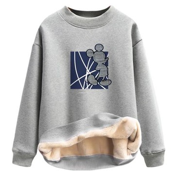 加厚保暖衛衣女圓領羊羔絨卡通無帽打底厚絨冬季2025新款加絨衛衣