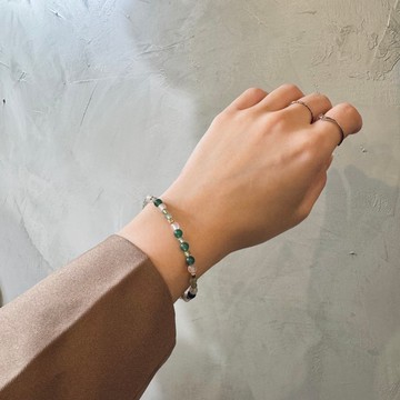 水晶手鍊/天然石手鍊/綠磷灰石x綠草莓晶x14KGF注金|絲竹