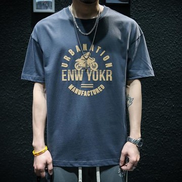 夏季美式純棉短袖t恤男寬松潮牌ins大碼半袖胖子圓領潮流上衣體恤