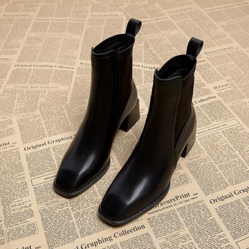 切爾西靴女2025年秋冬季新款爆款中跟粗跟高級感瘦瘦靴高跟短靴子