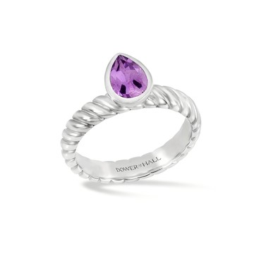 Amethyst Pear Twist Twinkle Ring