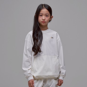 童裝 CARIBOU 平織大學T - 米白色