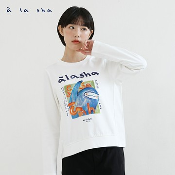 a la sha  油畫抹茶印花長袖T