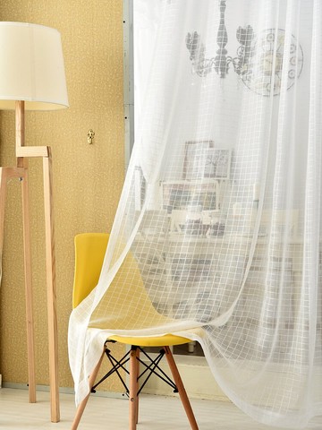 白格子紗簾白紗窗紗窗簾紗窗紗紗窗布料透光布料薄紗裝飾紗布布簾