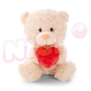 【NICI】61558_18cm米白愛心熊坐姿玩偶