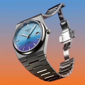 TISSOT 天梭 PRX漸層冰河藍機械錶 40mm(T1374071135101)
