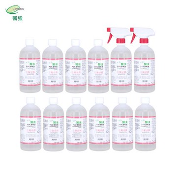 【醫強】75%酒精液 12瓶組(500ml/瓶+酒精專用噴頭X2 防疫清潔)