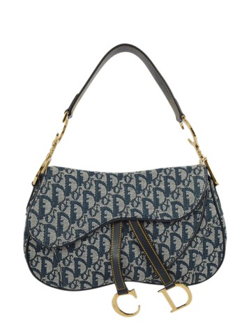 Christian Dior Pre-Owned - 2002 Trotter Saddle handbag - women - Leather/Canvas - One Size - Blue