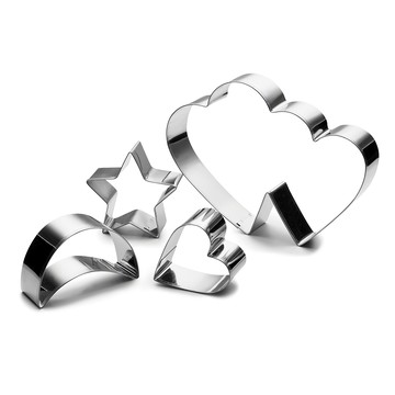 GHIDINI 餅乾模4件組 愛心月亮  1組  原鋼色