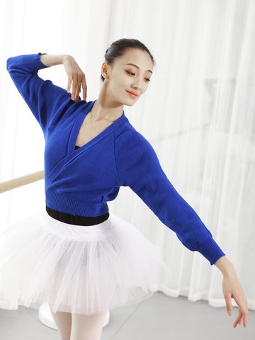 舞蹈練功服女毛衣成人兒童芭蕾服裝長袖開衫保暖上衣披肩秋冬