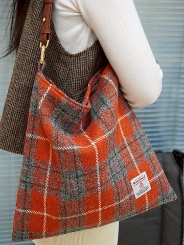 harris tweed哈裡斯粗花呢小眾腋下包手工布袋上課上班通勤單肩