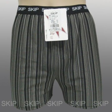 SKIP四季織精品**鍺條紋男加長平口褲**白