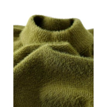 這就是氣質吧！仿水貂絨毛衣男保暖加厚冬季半高領寬松落肩