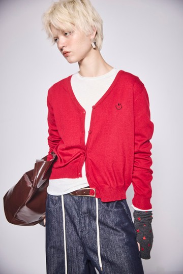 半開襟修身針織上衣