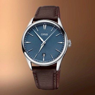 ORIS 豪利時 Artelier 0173377214055-0752131FC 時尚日期機械腕錶 /藍 40mm