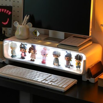 臺式電腦增高架帶抽屜辦公室桌面顯示屏置物架白色工位盲盒收納盒