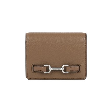 [平輸]Michael Kors Carson 銀色馬銜荔枝皮革釦式零錢包/卡包(火龍果色)