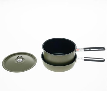 戶外鍋具野外不沾平底鍋便攜式特氟龍涂層套鍋戶外兩件套可折疊