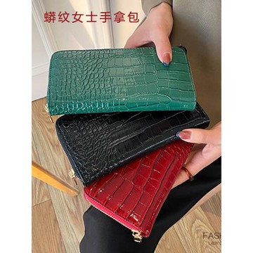 鱷魚紋女士手包PU手拿包商務女長款錢包大容量手抓包潮流時尚錢夾