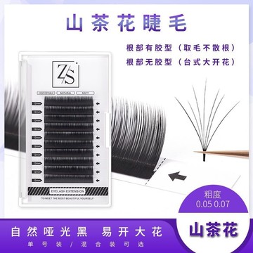 ✨Hannah✨0.05不散根漫畵山茶花嫁接睫毛俄中式翹睫可單根多取一秒手工開花假睫毛 F9D2
