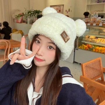 24hr出貨-🇹🇼現貨 小熊毛帽 東大門流行帽款 立體小熊毛帽 針織保暖毛帽 小熊耳朵毛帽 保暖帽子