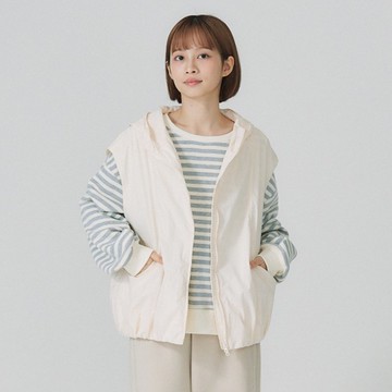 【Simply Yours】連帽車線背心 米白F