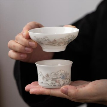 德化白瓷茶漏茶濾羊脂玉瓷茶葉過濾網泡茶公道杯濾茶器茶具配件