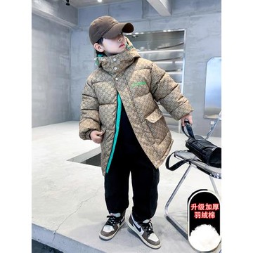 兒童裝男童棉服外套冬裝2023新款加厚加棉網紅中大童面包服上衣潮