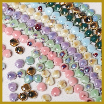 11.5mm暈染貝殻花釉陶瓷珠 diy手工串珠材料 項鏈手鏈隔珠散珠 串珠 串珠材料 串珠材料包 珠珠材料 手串材料